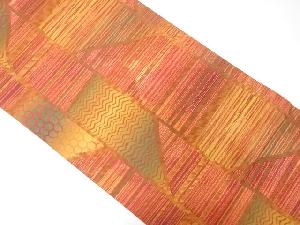 本場筑前博多幾何学に古典柄模様織出し名古屋帯